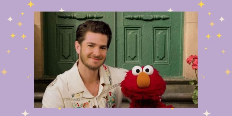 andrew garfield with elmo on sesame street